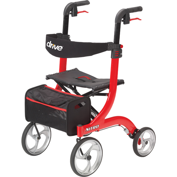 Nitro Euro Style Rollator Walker - Red - Click Image to Close